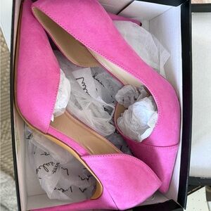 Lulu's Hot Pink Suede Open-Side Pointed Toe Heels